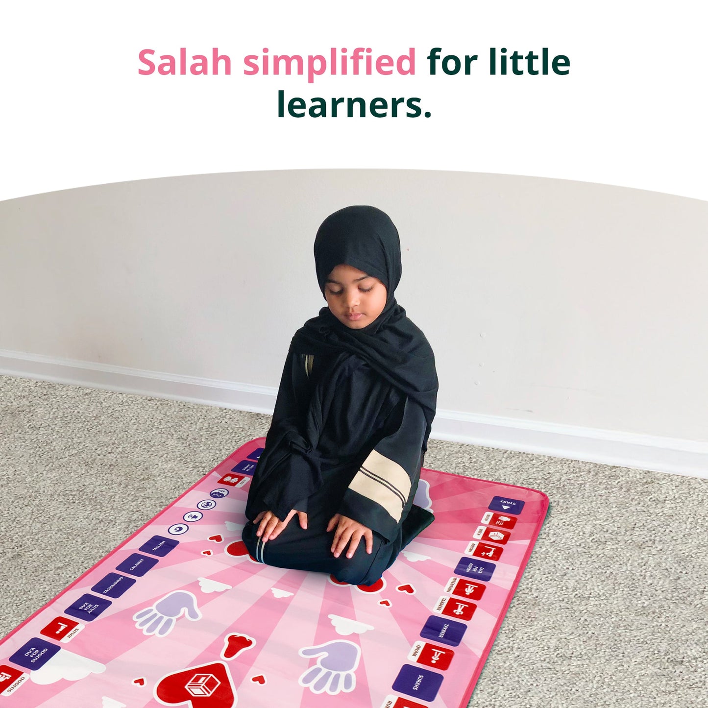 Smart Interactive Kids Prayer Mat Pink Version |  Now with Salah Translation | A beautiful Ramadan and Eid gift for loved ones